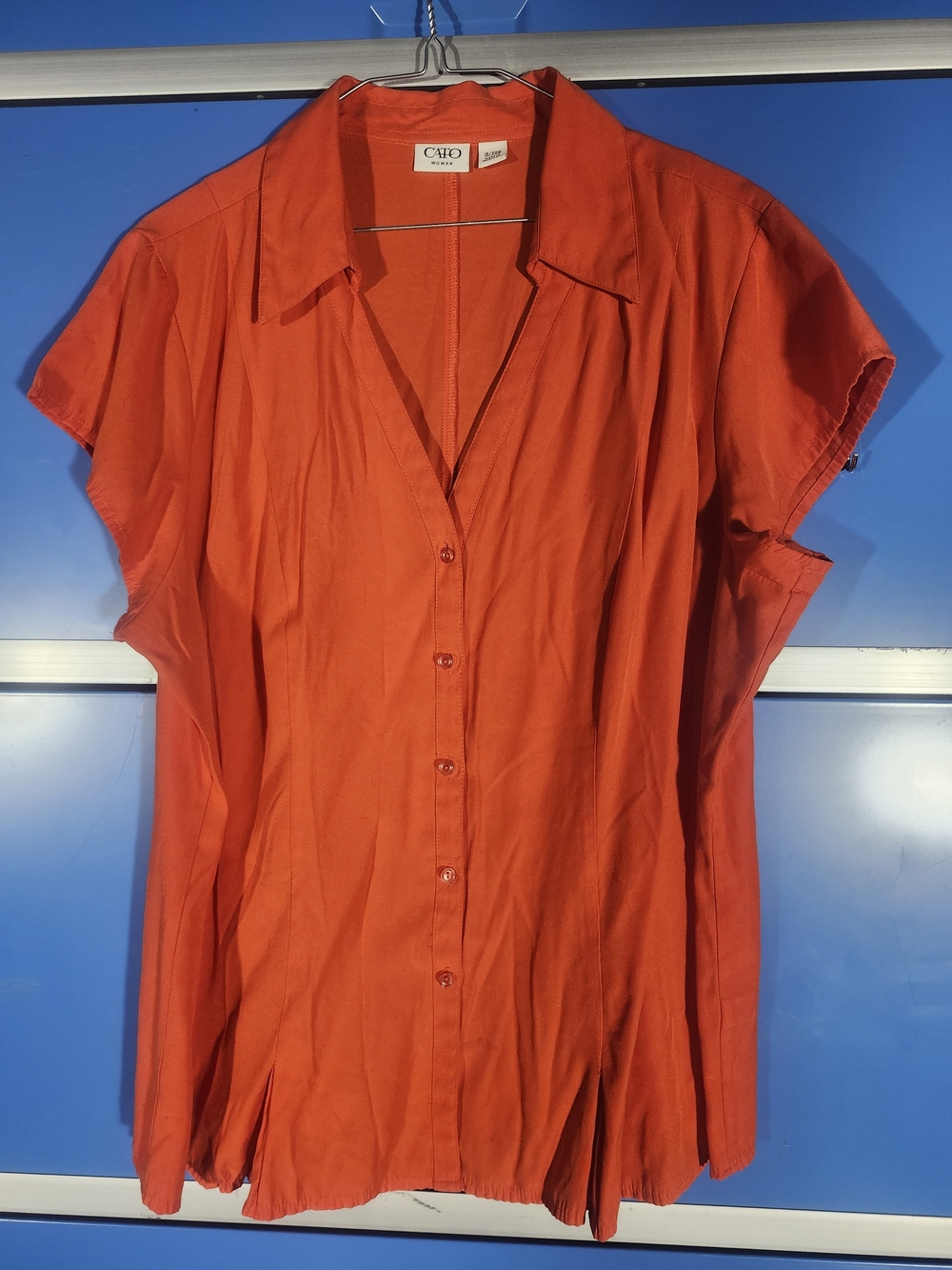 Cato Women's Short Sleeve Button-Front Shirt - Orange